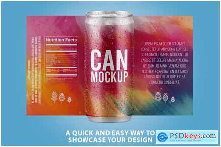 Can With Water Drops Mockup 220 ml Template