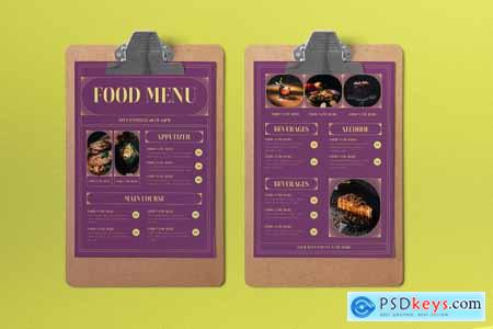 Purple Art Deco Restaurant Food Menu