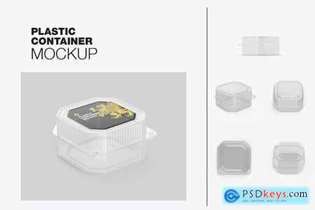 Set Plastic Container with sticker Label Mockup