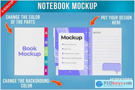 Notebook Planner with Dividers Mockup