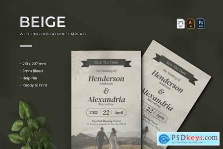 Beige - Wedding Invitation