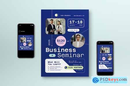 Blue Modern Business Seminar Flyer Set