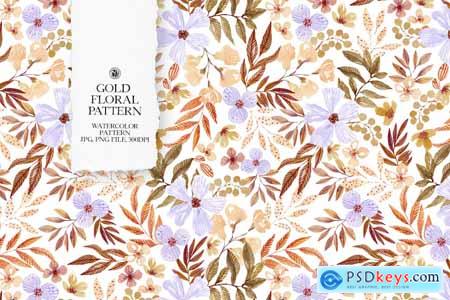 Gold Floral Watercolor Pattern