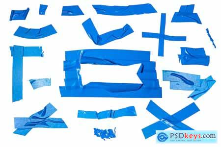 18 Blue Plastic PVC Tape Overlay Texture