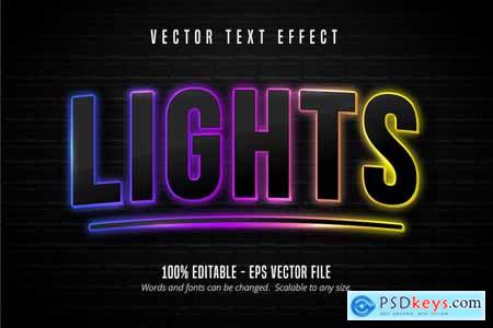 Lights - Editable Text Effect, Neon Font Style