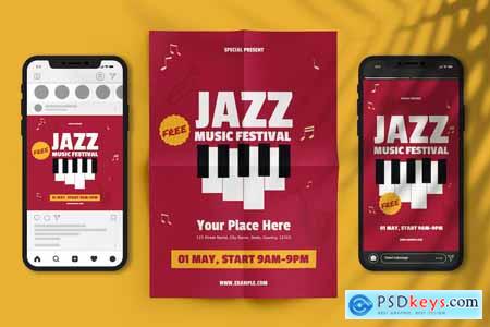 Jazz Music Festival Promotion Flyer Set