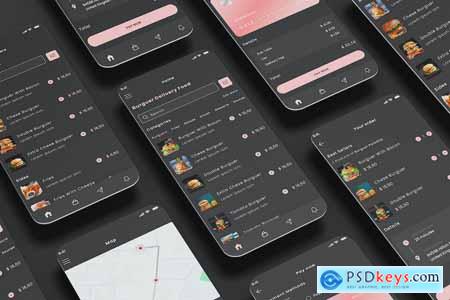 Food Delivery & Burguer Restaurant Black App UI