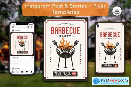 BBQ Grill Instagram Post Stories Flyer