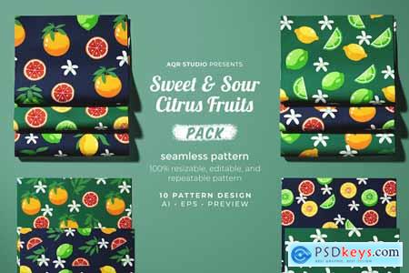 Sweet and Sour Citrus - Seamless Pattern