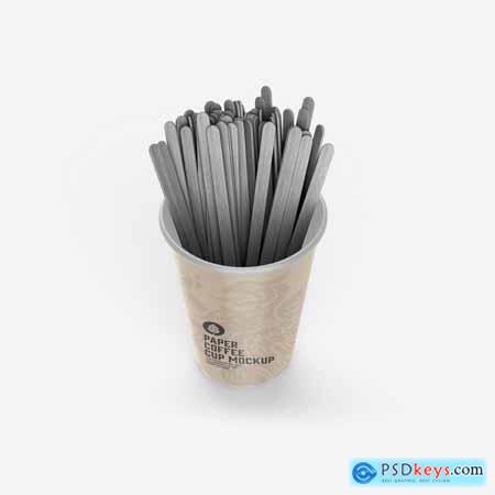 Paper Cup With Woodem Sticks Mockup