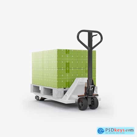 Hand Pallet Truck with Boxes Mockup
