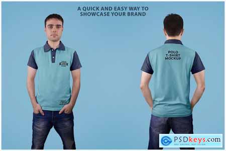 Polo T-Shirt Mockup Front and Back View Template