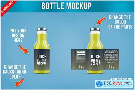Juice Bottle with Label Mockup
