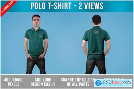 Polo T-Shirt Mockup Front and Back View Template
