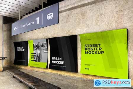 Advertising Boards Train Station Mockup