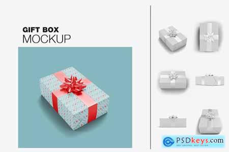 Set Gift Box Mockup with Bow Mockup