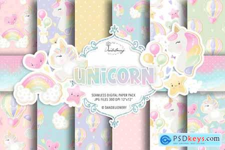 Unicorn Cookie digital paper pack