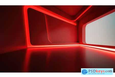 Futuristic Red Room Background