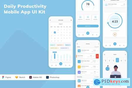 Daily Productivity Mobile App UI Kit