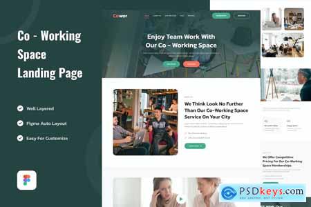 Co - Working Space Landing Page Website Design