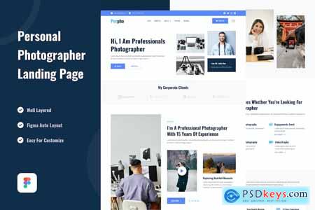 Personal Photographer Landing Page Website Design