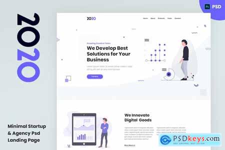 2020 Minimal Startup & Agency PSD Landing Page