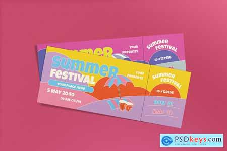 Yellow Flat Design Summer Festival Ticket