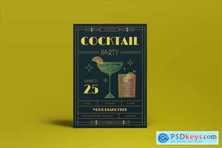 Navy Art Deco Cocktail Party Flyer