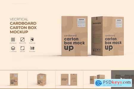 Vertical Cardboard Carton Box Mockup for Packaging