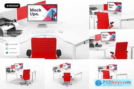 PC Screen Desk Set Mockup