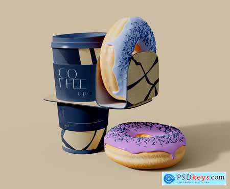 Coffee Cups with Holder Mockup UTWCEYN