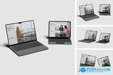 Laptop With Tablet Mockup