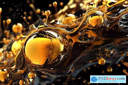 3D Liquid Spiral Gold Artistic Abstract Background