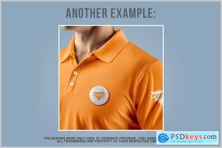 Pin Badge on Polo T-Shirt Mockup