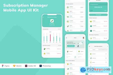 Subscription Manager Mobile App UI Kit