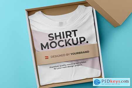 Boxed Folded T-Shirt Mockup