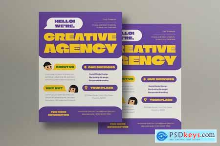 Purple Flat Design Creative Digital Agency Flyer