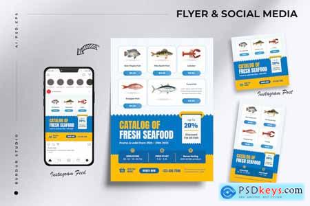 Fish Market Katalog Flyer & instagram Set Template
