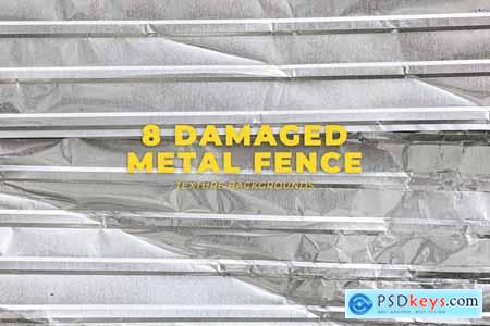 8 Damaged Metal Wall Fence Texture Backgrounds