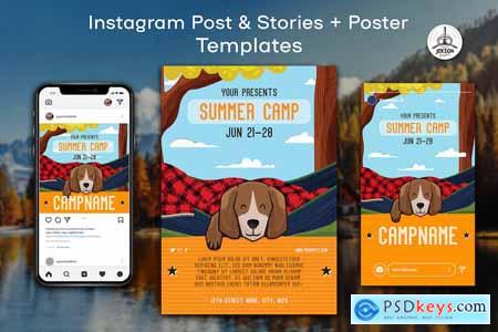 Cute Summer Camp Instagram Post Stories Flyer
