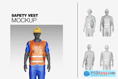 Kit Mannequin with Safety Vest and Helmet Mockup
