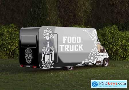 Food Truck Caravan Mockup