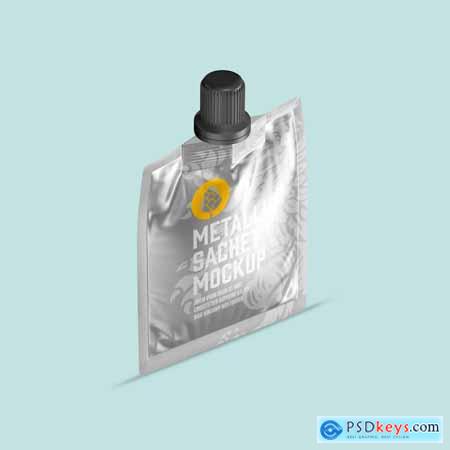 Metallic Doypack Sachet for Liquids Mockup