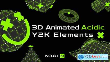 3D Animated Acidic Y2K Elements 45874879