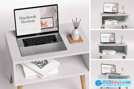 Macbook Mockup on Desk Presentation Style