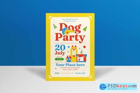 Yellow Flat Design Dog Party Invitation