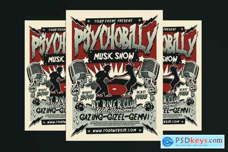 Retro Psychobilly Rockabilly Music Flyer