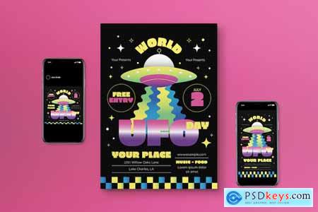 Black Psychedelic UFO Day Flyer Set