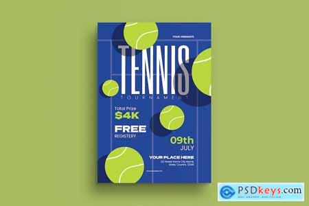 Blue Geometric Tennis Tournament Flyer