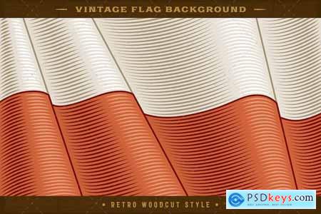 Vintage Flag Of Poland Close-up Background